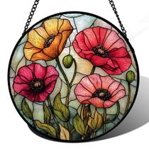 Apanhador de sol suspenso em vitral AMDERVEN 38 cm Poppy