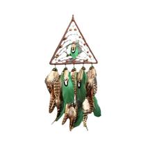 Apanhador De Sonhos Em Triângulo De Penas Artesanal Com Sinos De Vento Para Decoração De Parede De Apanhador De Sonhos Em Triângulo De Penas Artesanal Com Sinos De Vento Para Decoração De Parede De