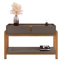 Aparador 2 Gavetas 1 Prateleira Pés de Madeira Maciça Cinza Pérola e Cedro Lizz Aparador 2 Gavetas 1 Prateleira Pés de Madeira Maciça Cinza Pérola e Cedro Lizz