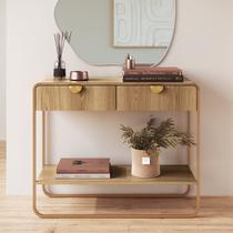 Aparador 2 Gavetas 100cm Orgânico Pé Metal Luna Bege/Hanover/Dourado