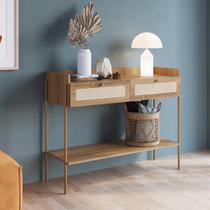 Aparador 2 Gavetas 103cm Palhinha Pé Metal Dourado Oslo Aparador 2 Gavetas 103cm Palhinha Pé Metal Dourado Oslo