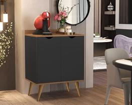 Aparador 2 Portas Buffet Cantinho do Café Pés Palito Preto / Nature - Comprar Moveis em Casa