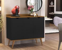 Aparador 3 Portas Buffet Edgar Pés Palito madeira Preto / Nature - Comprar Moveis em casa Aparador 3 Portas Buffet Edgar Pés Palito madeira Preto / Nature - Comprar Moveis em casa