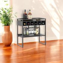 Aparador Adega Barcelona Preto Onix com Prateleira e Nichos para Vinhos Aparador Adega Barcelona Preto Onix com Prateleira e Nichos para Vinhos