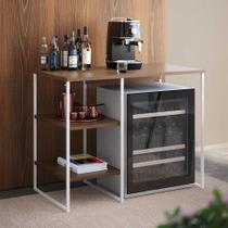 Aparador Adega Barzinho Bourbon 95cm Industrial em Aço para Sala Cozinha Gourmet - Branco/carvalho Aparador Adega Barzinho Bourbon 95cm Industrial em Aço para Sala Cozinha Gourmet - Branco/carvalho
