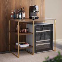 Aparador Adega Industrial Bar Barzinho Bourbon Aço Dourado e Carvalho 95 Cm Aparador Adega Industrial Bar Barzinho Bourbon Aço Dourado e Carvalho 95 Cm