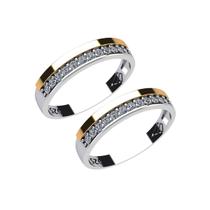 Aparador Anel de Aliança par em Prata 925 com Aplique em Ouro 14k Cravejado com Micro Zircônias Aparador Anel de Aliança par em Prata 925 com Aplique em Ouro 14k Cravejado com Micro Zircônias