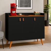 Aparador Armario Buffet 3 portas Pés Palito Lucas cor Preto / freijó - Comprar Móveis em Casa