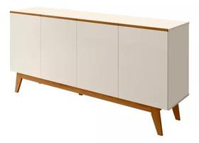 Aparador Armário Buffet Ares Lux 4 Portas C/ Base Em Madeira Off White - TEBARROT