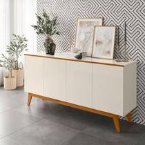 Aparador Armário Buffet Ares Lux 4 Portas C/ Base Em Madeira Off White - TEBARROT