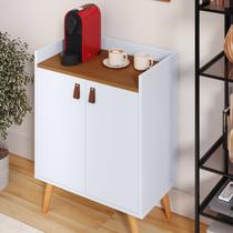 Aparador Armario Buffet Cantinho do Café 2 portas Pés Palito e prateleira Lilian cor Branco / freijó