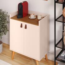 Aparador Armario Buffet Cantinho do Café 2 portas Pés Palito e prateleira Lilian cor Off / freijó