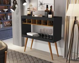 Aparador Athenas 100% MDF com Adega Pés de Madeira Maciça Resistente Sofisticado Aparador Athenas 100% MDF com Adega Pés de Madeira Maciça Resistente Sofisticado