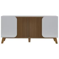 Aparador Balcão Armário Buffet Com 4 Portas Elegance Off White Pinho Ripado - Móveis Leartam