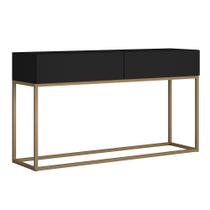 aparador balcao buffet 2 gaveta espaçosas para hall entrada 110cm adega bar em casa pé dourado