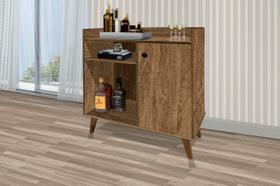 Aparador / Balcão Cantinho do CaféEstilo Retrô com Pés Palito 1 Porta Cor Canela