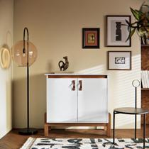 Aparador Bancada Hall de Entrada Sala Buffet Balcão Jantar Armário Cozinha Suporte Cantinho Café 2 Portas Pés Madeira Maciça Retrô Sonetto Flow