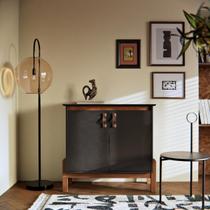 Aparador Bancada Hall de Entrada Sala Buffet Balcão Jantar Armário Cozinha Suporte Cantinho Café 2 Portas Pés Madeira Maciça Retrô Sonetto Flow Preto