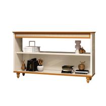 Aparador Bancada MP Com Acabamento Frontal em Ratan Cor Off White / Cedro Aparador Bancada MP Com Acabamento Frontal em Ratan Cor Off White / Cedro