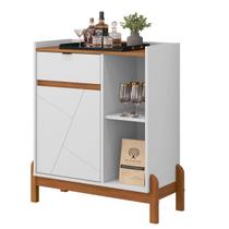 Aparador Bancada Sala de Estar Buffet Balcão Jantar Armário Cozinha Cantinho do Café Bari Casa D - Branco/Cedro