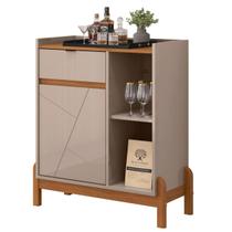 Aparador Bancada Sala de Estar Buffet Balcão Jantar Armário Cozinha Cantinho do Café Bari Casa D - Offwhite/Cedro