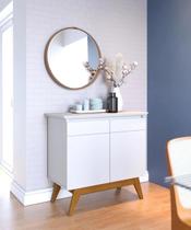 Aparador Bancada Sala de Estar Buffet Balcão Jantar Armário Cozinha Cantinho do Café Classic 2 Portas Branco