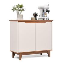 Aparador Bancada Sala Decoração Buffet Balcão Jantar Armário Cozinha Cantinho do Café 2 Portas Flow Offwhite/Freijó