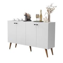 Aparador Bancada Sala Jantar Buffet Balcão Cozinha Cantinho do Café 4 Portas Istambul Retrô Branco