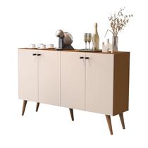 Aparador Bancada Sala Jantar Buffet Balcão Cozinha Cantinho do Café 4 Portas Istambul Retrô Cedro/Offwhite