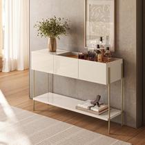 Aparador Bandeja Integrada e 3 Portas Basculantes Pès em Dourado 123,5cm Porto Branco Aparador Bandeja Integrada e 3 Portas Basculantes Pès em Dourado 123,5cm Porto Branco