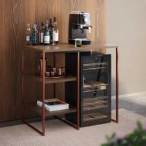 Aparador Bar Adega Bourbon 80cm em Aço Industrial para Sala Home e Espaço Gourmet - Cobre/carvalho
