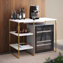 Aparador Bar Adega Bourbon 95cm Industrial em Aço para Home Bar Sala e Gourmet - Dourado/branco Aparador Bar Adega Bourbon 95cm Industrial em Aço para Home Bar Sala e Gourmet - Dourado/branco