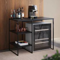 Aparador Bar Adega Industrial Bourbon 95cm em Aço para Barzinho Sala Home e Área Gourmet - Preto