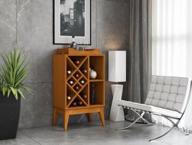 Aparador Bar BA Com Adega e Bandeja Espelhada Estilo Retrô Cor Cedro