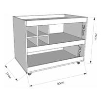 Aparador Bar Com Rodizios Natural Em Mdf