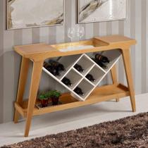 Aparador Bar Glamour com Adega e Bandeja Espelhada - Amêndoa/Fendi