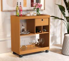 Aparador Bar JB 4000 com Design Moderno com Rodizio - Nature Aparador Bar JB 4000 com Design Moderno com Rodizio - Nature