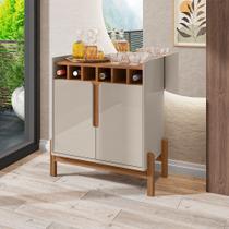 Aparador Bar Lizz com Adega e 2 Portas 79cm Off-white/cedro