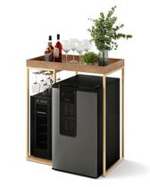 Aparador Bar para Adega Cervejeira ou Frigobar MDF Metal Industrial Dourado Notte