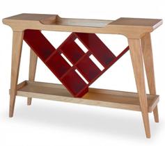 Aparador Bar Penha Garrafeiro Vermelho Corpo Amêndoa 130cm - 29660 Aparador Bar Penha Garrafeiro Vermelho Corpo Amêndoa 130cm - 29660