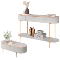 Aparador Beca e Mesa de Centro Giverny Orgânico Industrial D05 Bali Quartzo - Lyam Decor Aparador Beca e Mesa de Centro Giverny Orgânico Industrial D05 Bali Quartzo - Lyam Decor