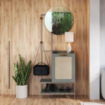 Aparador BenVindo Com Espelho Moderno 185cm MDP Aço Carbono para Hall, Sala e Corredor Aparador BenVindo Com Espelho Moderno 185cm MDP Aço Carbono para Hall, Sala e Corredor