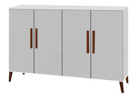 Aparador bog. 4 portas pés de madeira maciça estilo buffet cor branco brilho