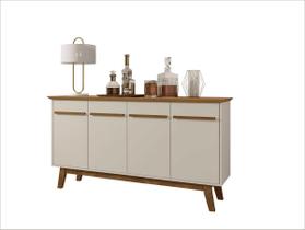 Aparador Buffer Opala MDF 4 Portas Cinamomo Off White Bechara