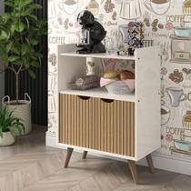 Aparador Buffet 2 Portas Cantinho Café Organizadora Pés Palito Decoração OFF WHITE/CANELA GKMOVEIS