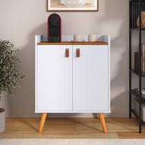 Aparador buffet 2 portas Lais Pés Palito madeira com prateleira cor Branco / Freijó - MJM Casa dos Moveis Aparador buffet 2 portas Lais Pés Palito madeira com prateleira cor Branco / Freijó - MJM Casa dos Moveis