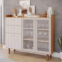 Aparador Buffet 2 Portas Vidro Lena Mdf Marrom Off White