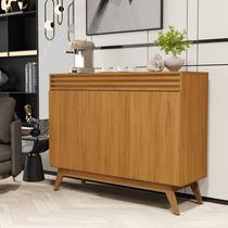 Aparador Buffet 3 Portas 100% MDF Detalhe Ripado Pés De Madeira Maciça