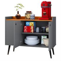 Aparador Buffet 3 Portas 90cm Cantinho Café Sala Jantar Recepção Pequena Wood New Cinza/Cinamomo-RPM