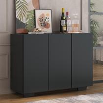 Aparador Buffet 3 Portas Com Pés Quadrados Veneza Multimóveis Mp1010 Preto